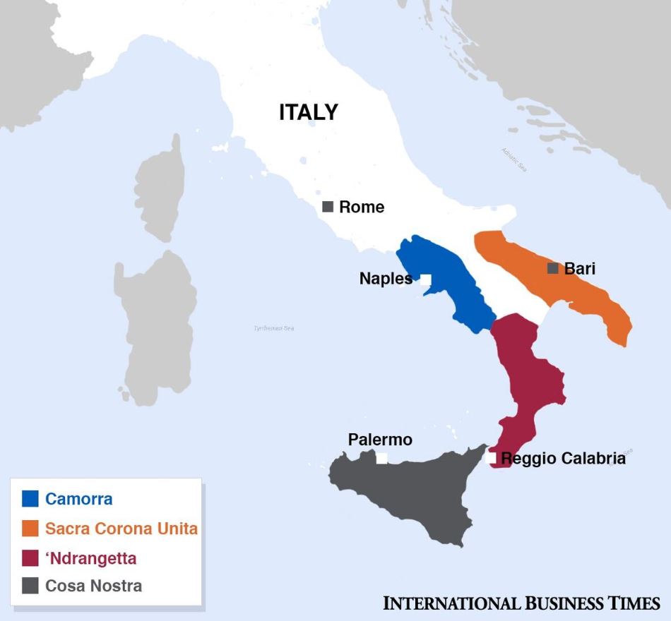 Регионы влияния Итальянской мафии
